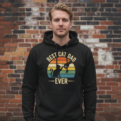 Best Cat Dad Ever – Classic Sunset — Unisex Midweight Hoodie